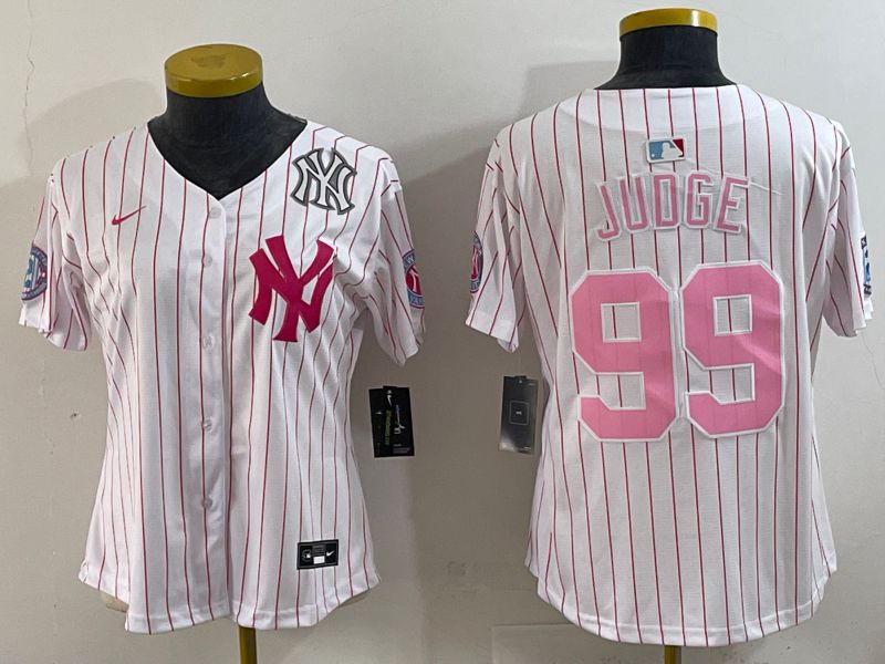 Youth 2025 New York Yankees #99 Judge White Stripe Joint Name Nike MLB Jersey style 6205